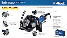 Особенности конструкции электрического резчика по бетону Зубр Профессионал ЗШ-П100-2700 ПСТ Особенности конструкции электрического резчика по бетону Зубр Профессионал ЗШ-П100-2700 ПСТ